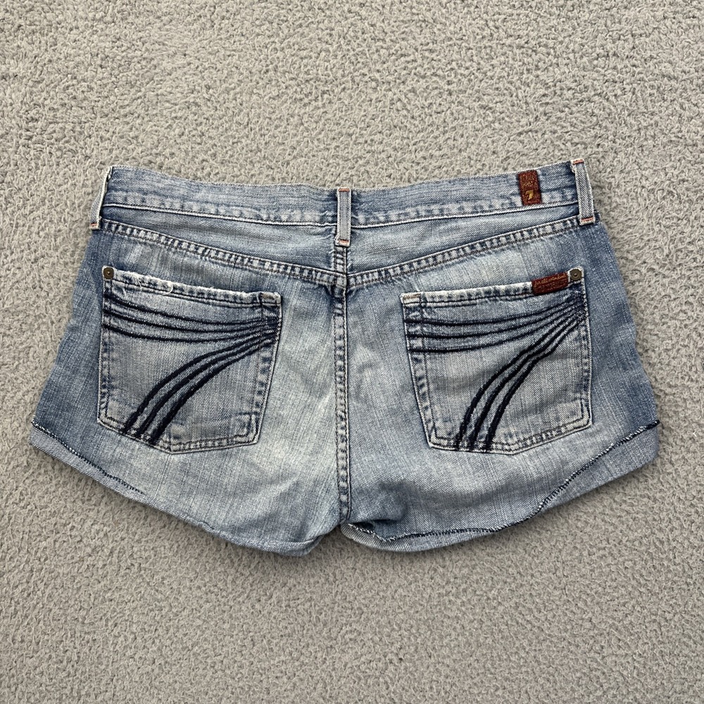 7 For All Mankind Dojo Denim Jean Shorts 2" Low Rise Festival Retro Women's 31
